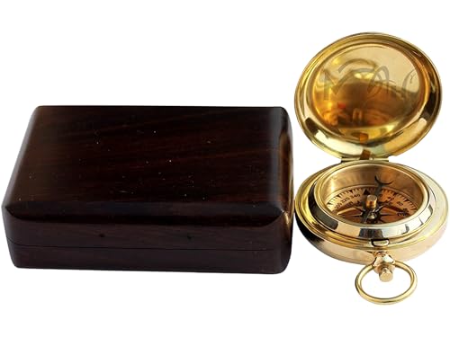 MAH Brass Compass Gift – Classic Edition with Wooden Box for Graduation, Birthday & Keepsake