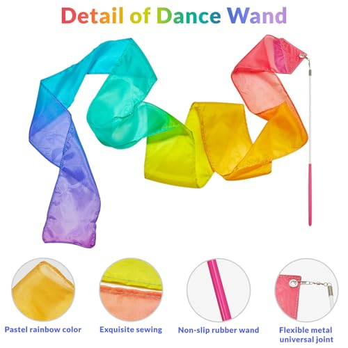 100% Silk Dance Wand Ribbon - Pastel Rainbow 1-Pack