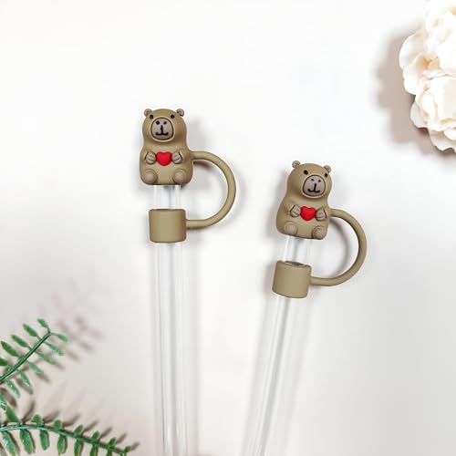 Cute Bear Straw Topper - Reusable 10mm Silicone Straw Cover for Tumblers