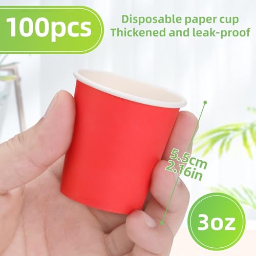 Wuada 3 oz Mouthwash Cups, Red 100 Count - Small Disposable Paper Cups