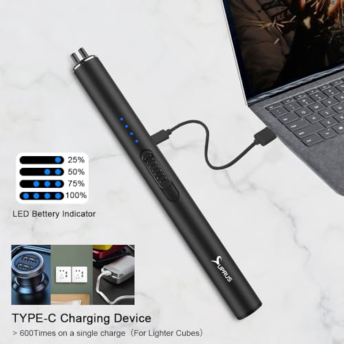 Electric Arc Flameless USB Rechargeable Lighter with Safety Lock - Black