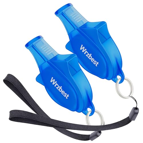 Pealess Coach Whistle with Teeth Protector & Lanyard - Dark Blue