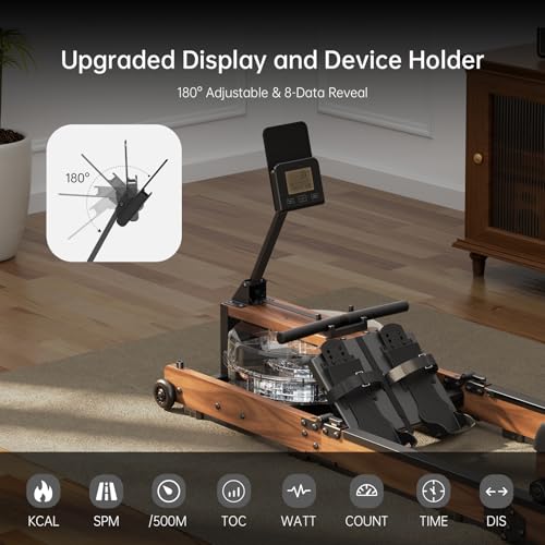 Foldable Rowing Machine with Adjustable Resistance - Walnut