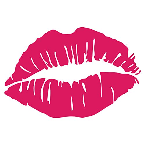 Lips Kiss Vinyl Decal Sticker - Hot Pink - 5.5 Inches