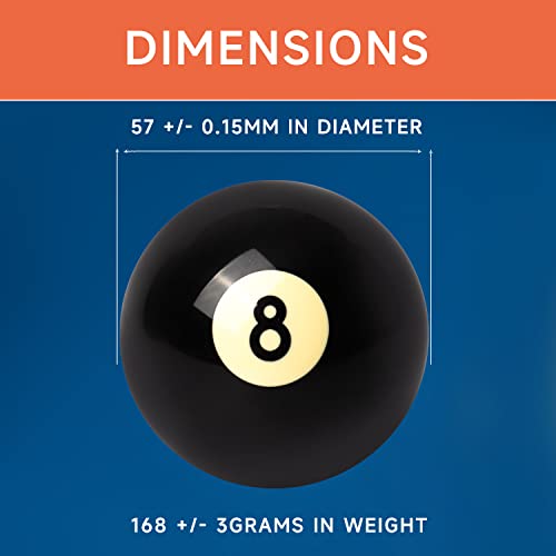 Replacement #8 Billiard Pool Ball - 2.25 Inch Black - 1-Pack