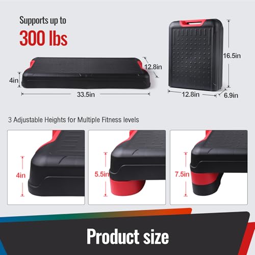 33.5" Foldable Aerobic Step Platform - Height Adjustable for Home Gym