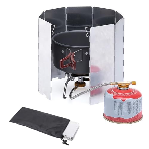 Foldable Aluminum Camping Stove Windscreen - 8 Plates with Carrying Bag