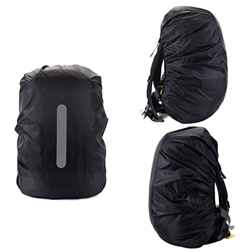 2 Pack Waterproof Backpack Rain Cover with Reflective Strips, L (40-55L) – Black & Army Green