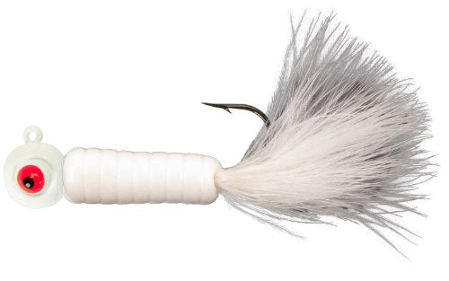 Fuzz-E-Grub Jig Fishing Lure with Marabou Tail - 1/4 oz White, 2 Pack