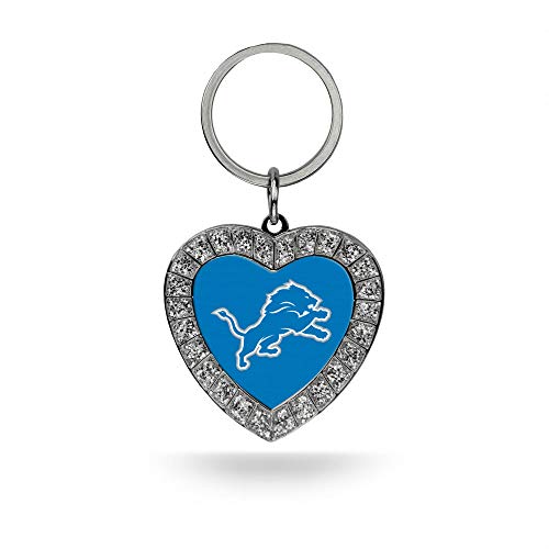 Detroit Lions Rhinestone Heart Keychain - Durable Metal Accessory