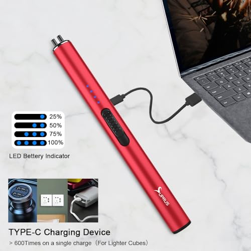 Electric Arc Windproof Flameless USB Rechargeable Lighter - Red