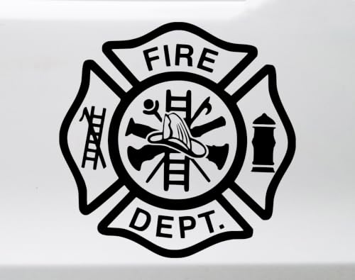 Fire Department Maltese Cross Vinyl Decal - 5x5 Inches, White