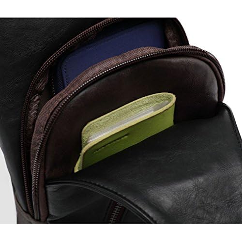 Hebetag Leather Sling Bag Crossbody Backpack for Men Women - Black #23