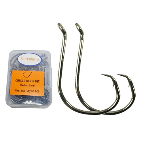 KUNSILANE 20PCS 14/0 Catfishing Circle Hooks - Octopus Style, Strong High Carbon Steel