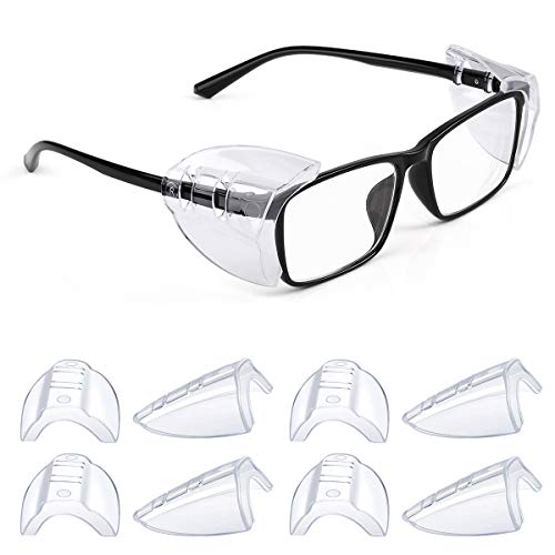 MELASA Safety Glasses Side Shields for Glasses, Slip on Clear Eye