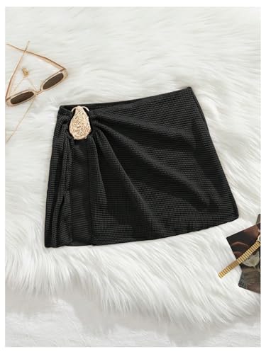 Women's Swimsuit Coverup Mini Skirt - Black Knit, Small