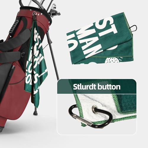 Funny Microfiber Golf Towel with Clip - 24x16 Inch - Green/White