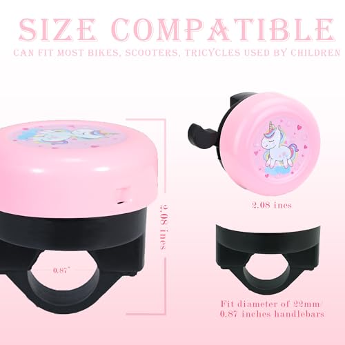 Cute Kids Bike Bell - Pink Unicorn, Durable Metal Bicycle Accessory