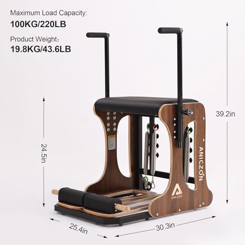 Pilates Stability Chair with Handles - Walnut Color
