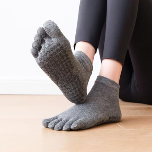 Non-Slip Five Toe Socks for Yoga & Pilates - Combed Cotton - Light Green