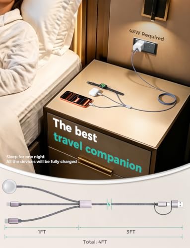 3-in-2 Multi Charging Cable for Apple Watch & iPhone - Travel Essential