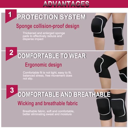 YINXIAQIYE Medium Black White Volleyball Knee & Elbow Pads, Breathable Sports Protective Gear
