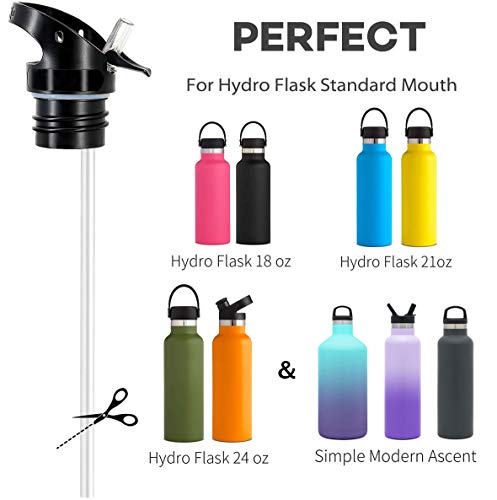 Straw Lid for Hydro Flask Standard Mouth - 1 Pack with Straw & Brush