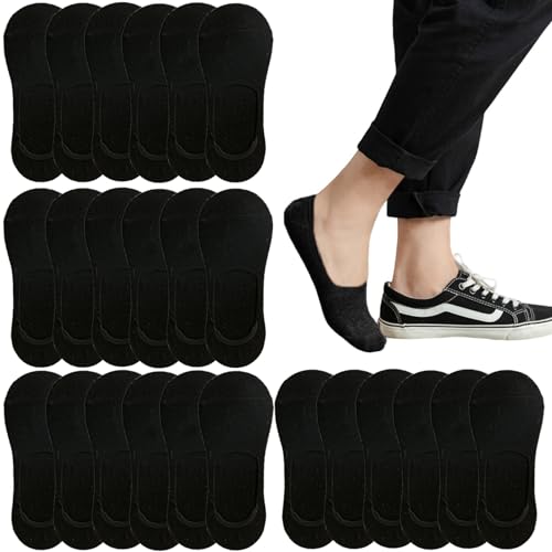 No Show Socks Men - Low Cut Non Slip Ankle Socks - 12 Pairs Black