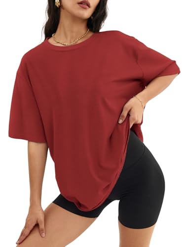 ATHMILE Womens Oversized Short Sleeve T-Shirt Top – Workout Casual Tee