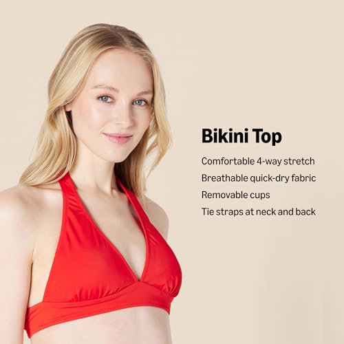 Light-Support Padded Tie Halter Bikini Top - Small, Washed Black