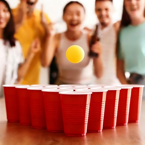TashiBox 12oz Red Disposable Plastic Cups Bulk 100 Pack - Party & Event Use
