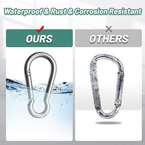 Heavy Duty Carabiner Clips - 1000lbs, 4pcs 3.15 Inch Silver