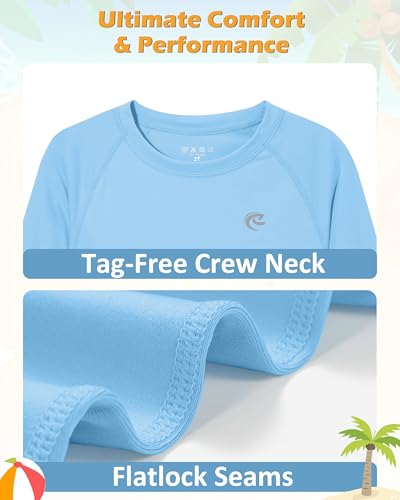 Boys UPF 50+ Swim Shirt Long Sleeve, 1 or 2 Pack UV Sun Protection
