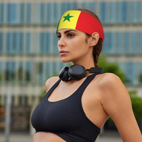 Flag Elastic Headband - Moisture-Wicking Sweatband Senegal