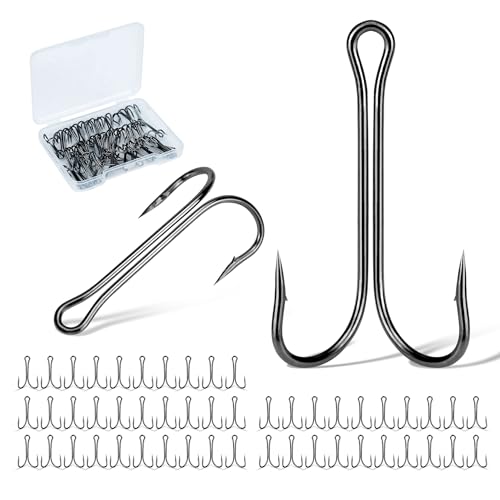50pcs Double Fishing Hooks Set - High Carbon Steel Size #10