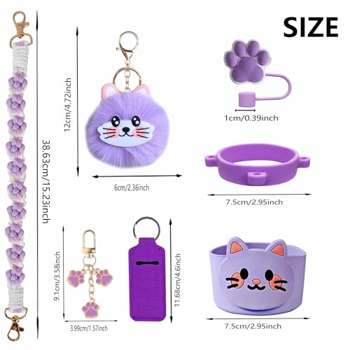 Cat Accessories Paw Straw Topper Set for Stanley Cup 30/40oz - Purple