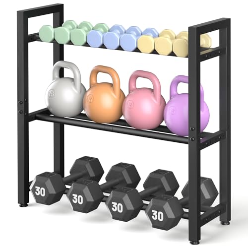 Adjustable 3-Tier Dumbbell Rack Stand - 9.84"D × 29.25"W × 31.37"H