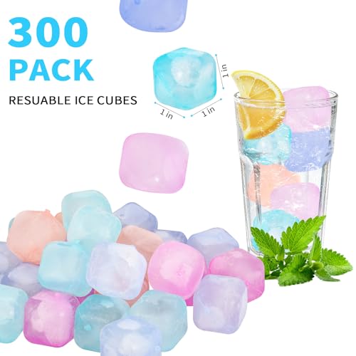 Color-Changing Reusable Ice Cubes for Coolers - 300 Pack, Square, BPA-Free, Non-Melting