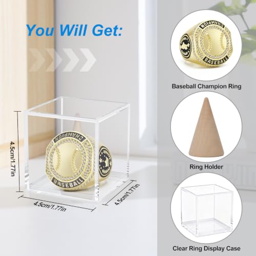 Championship Ring Award - 1 Pack Baseball MVP Medal with Display Case