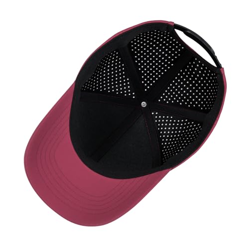 VOBOOM Men Laser Mesh Baseball Cap Burgundy One Size Snapback Hat