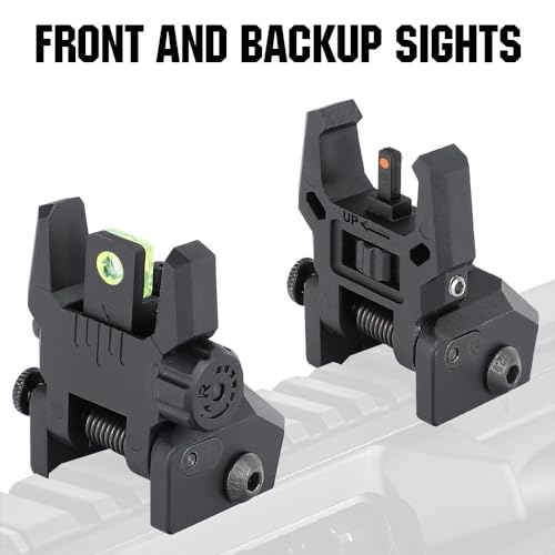Fiber Optic Flip Up Sights - Foldable Polymer Backup Sight - Black 3