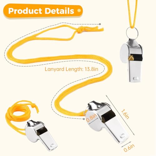 Bulk 48 Waterproof Stainless Steel Whistles with Lanyards