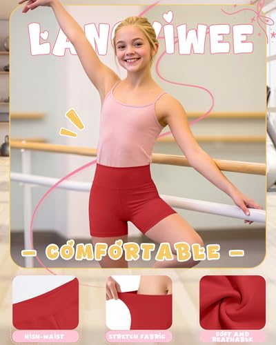 Girls' Athletic Shorts - School Clothes, Red, 9-10 Years
