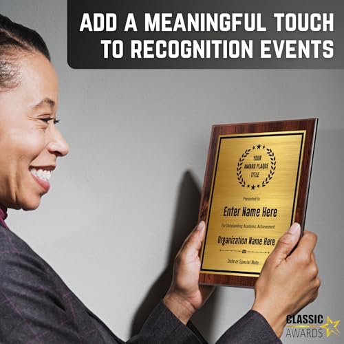 Personalized Achievement Award Plaque - UV Print Gold/Black Plate 7" X 9"