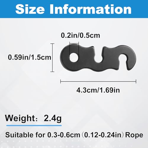 Aluminum Paracord Guyline Tensioners - 20 Pack, Black