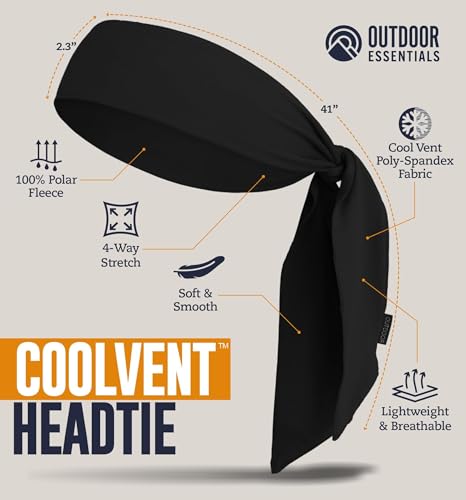 Sweat-Wicking Tie Headband for Running - Black