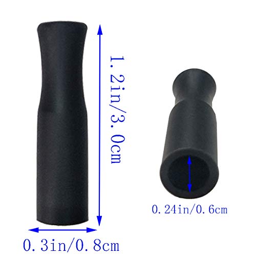 21pcs Food Grade Silicone Straw Tips for 6mm Metal or Glass Straws - Black