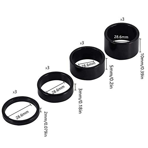 Bicycle Headset Spacer Set - 8 PCS Aluminum Alloy, 1-1/8 Inch, 4 Sizes