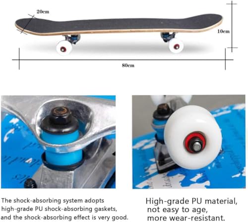 Sumeber Checkerboard Complete Skateboard for Beginners Kids & Adults 31''x8'' Maple Wood