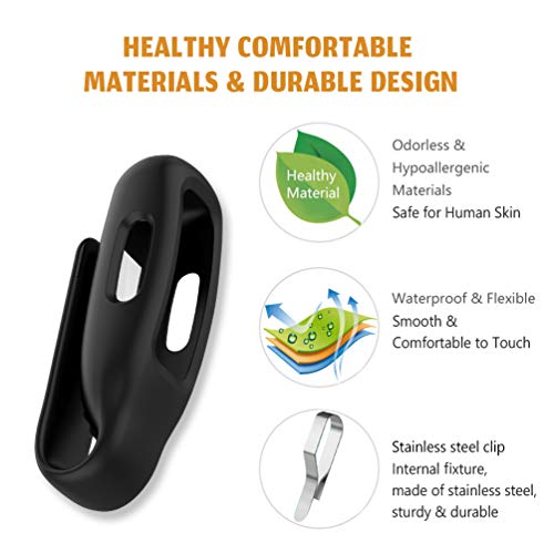 Clip Holder for Fitbit Inspire 2 & Ace 3 - 2-Pack Black+Black
